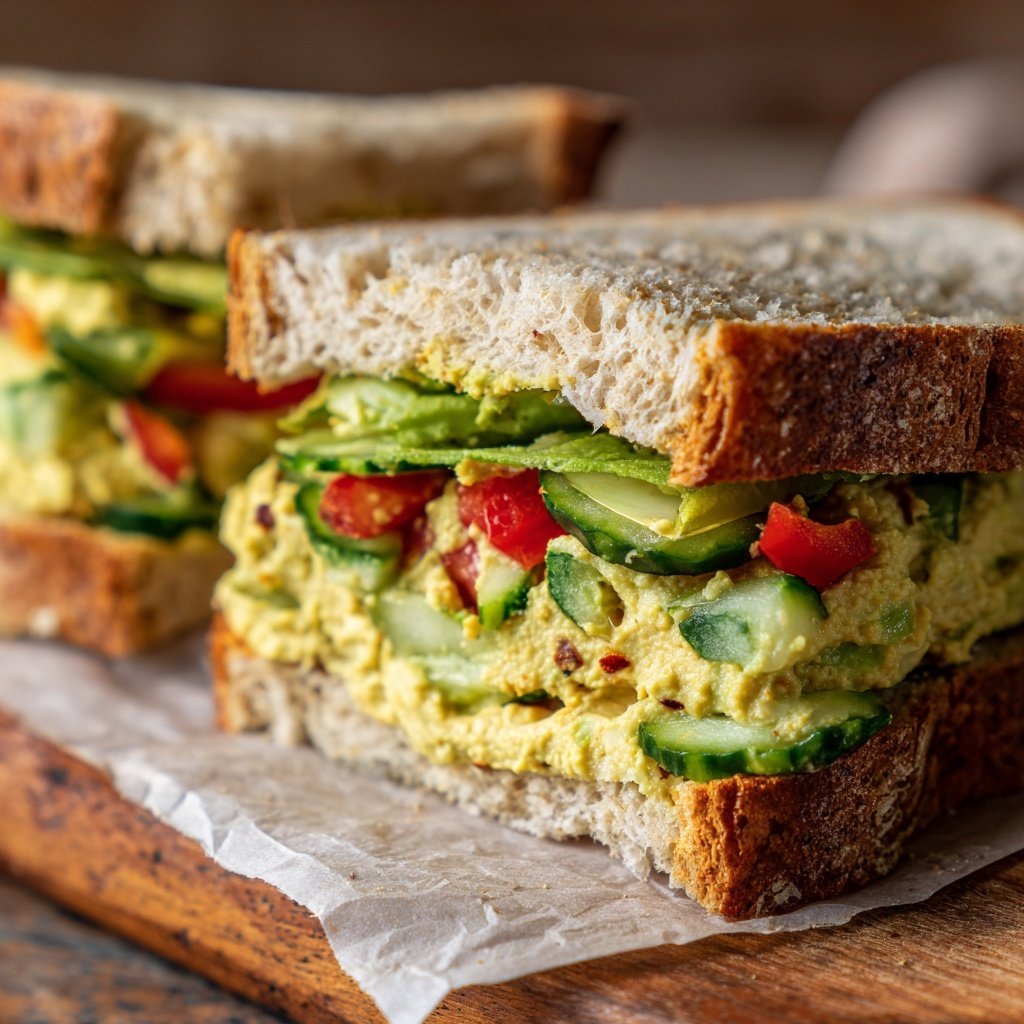 Healthy Lunch Hummus Veggie Sandwiches