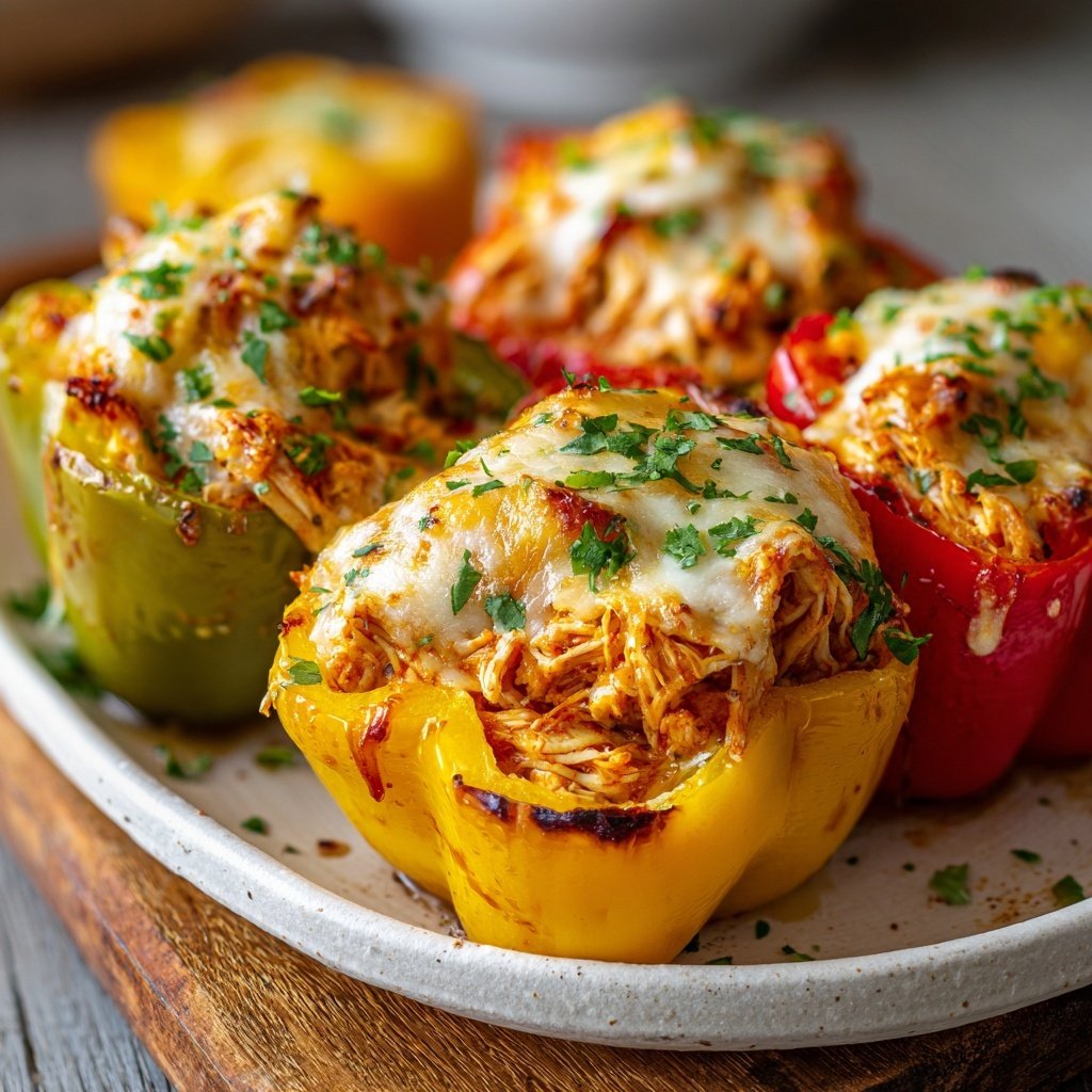 Shredded Chicken Stuffed Bell Peppers