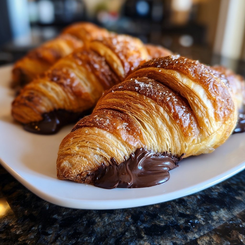 Valentines Breakfast Chocolate Croissants