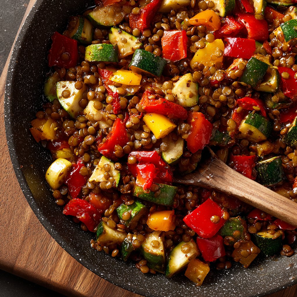 Roasted Veggie Lentil Skillet
