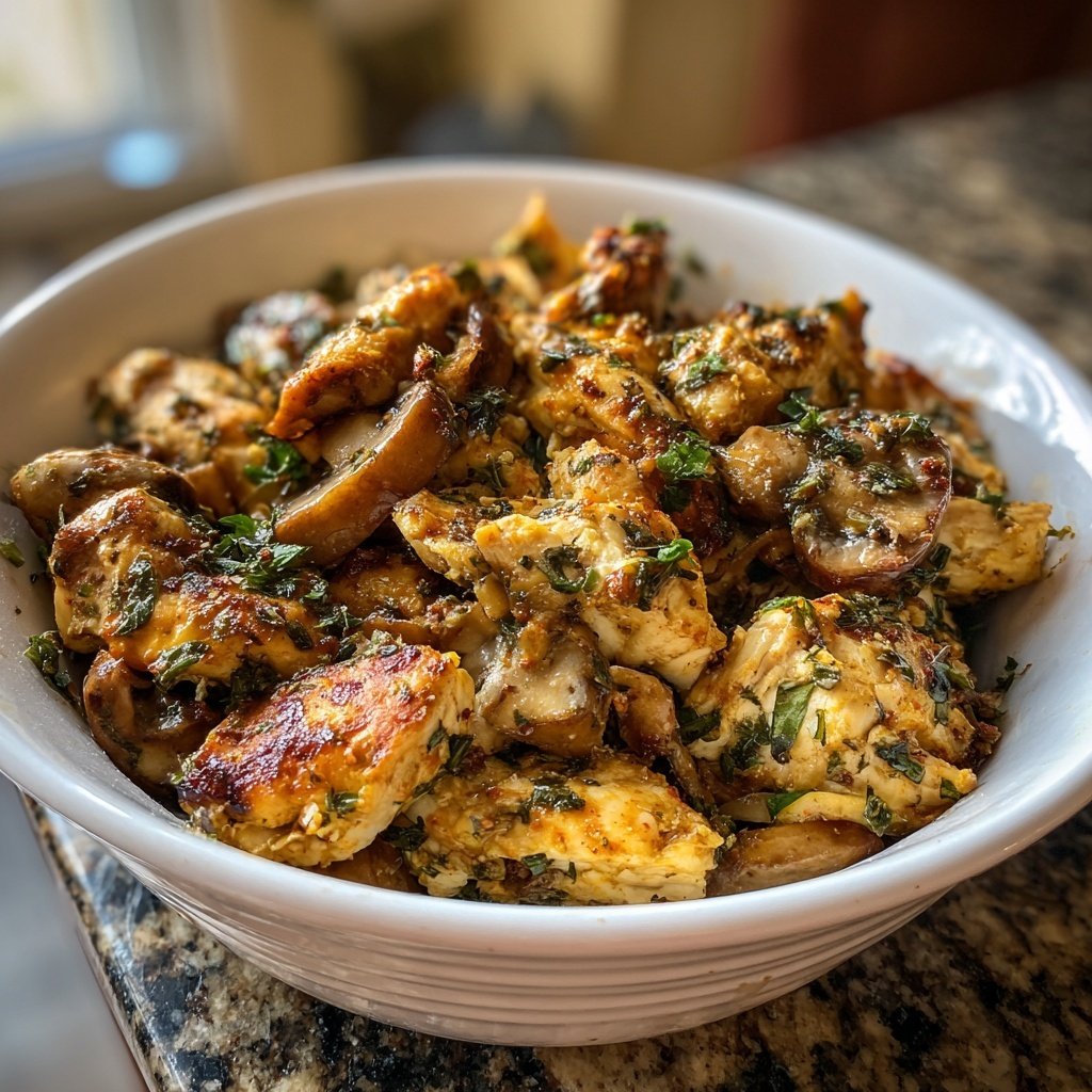 Healthy Crockpot Chicken with Mushrooms