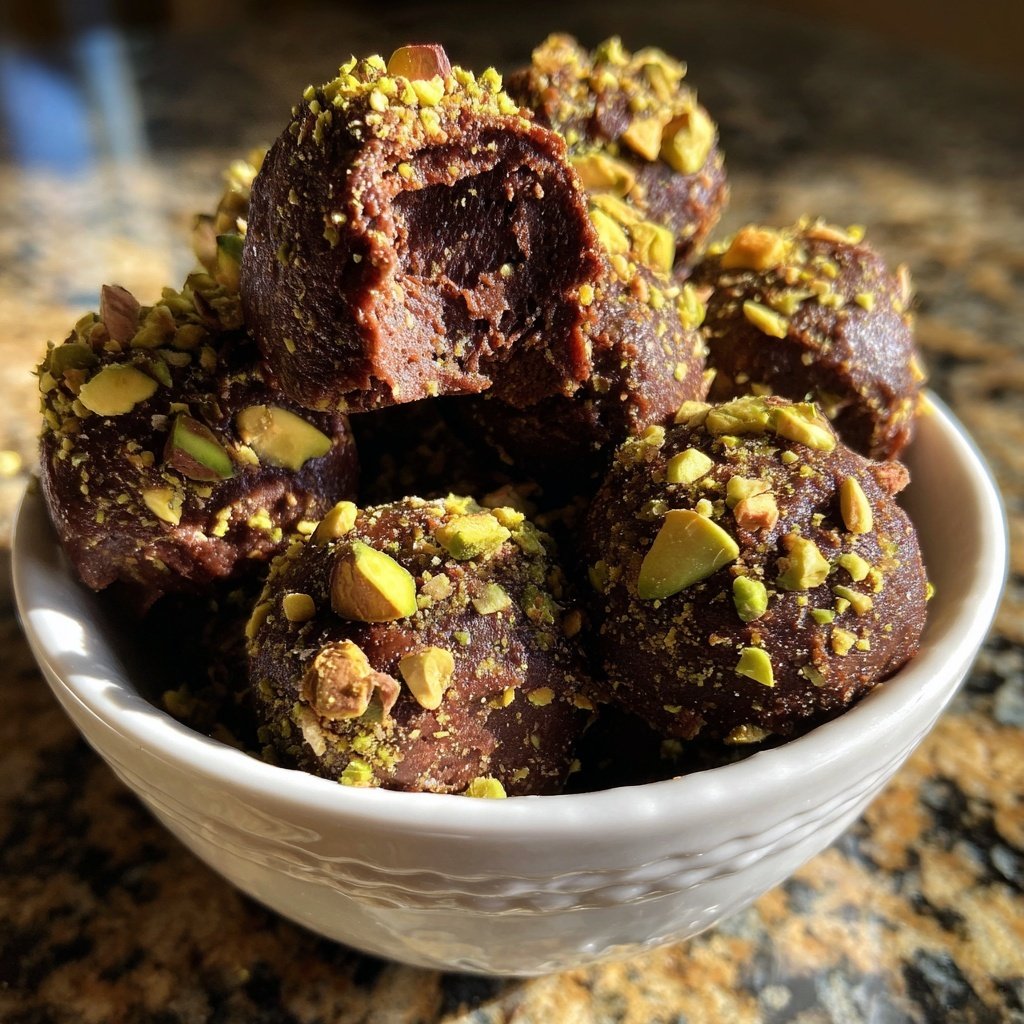 Chocolate Pistachio Fudge Bites