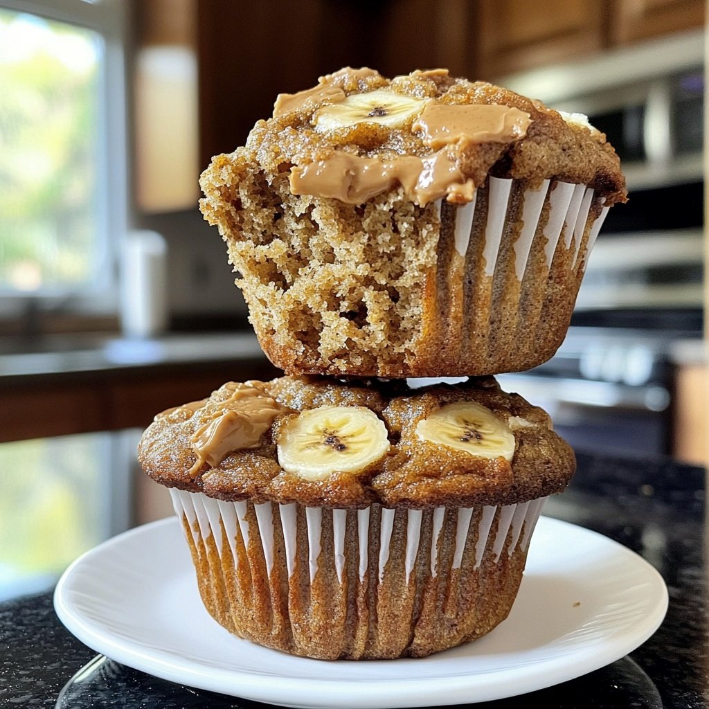 Healthy Peanut Butter Banana Muffins