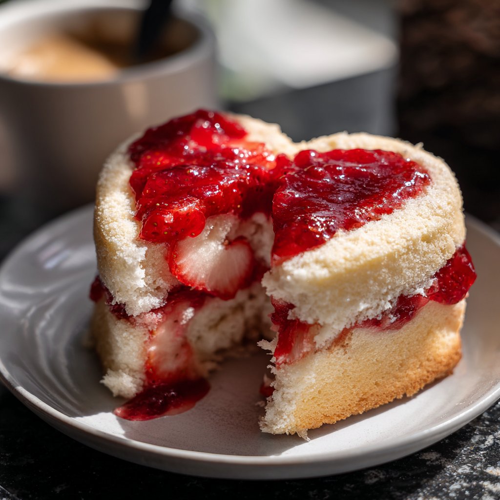 Mini Heart Cake with Strawberry Filling