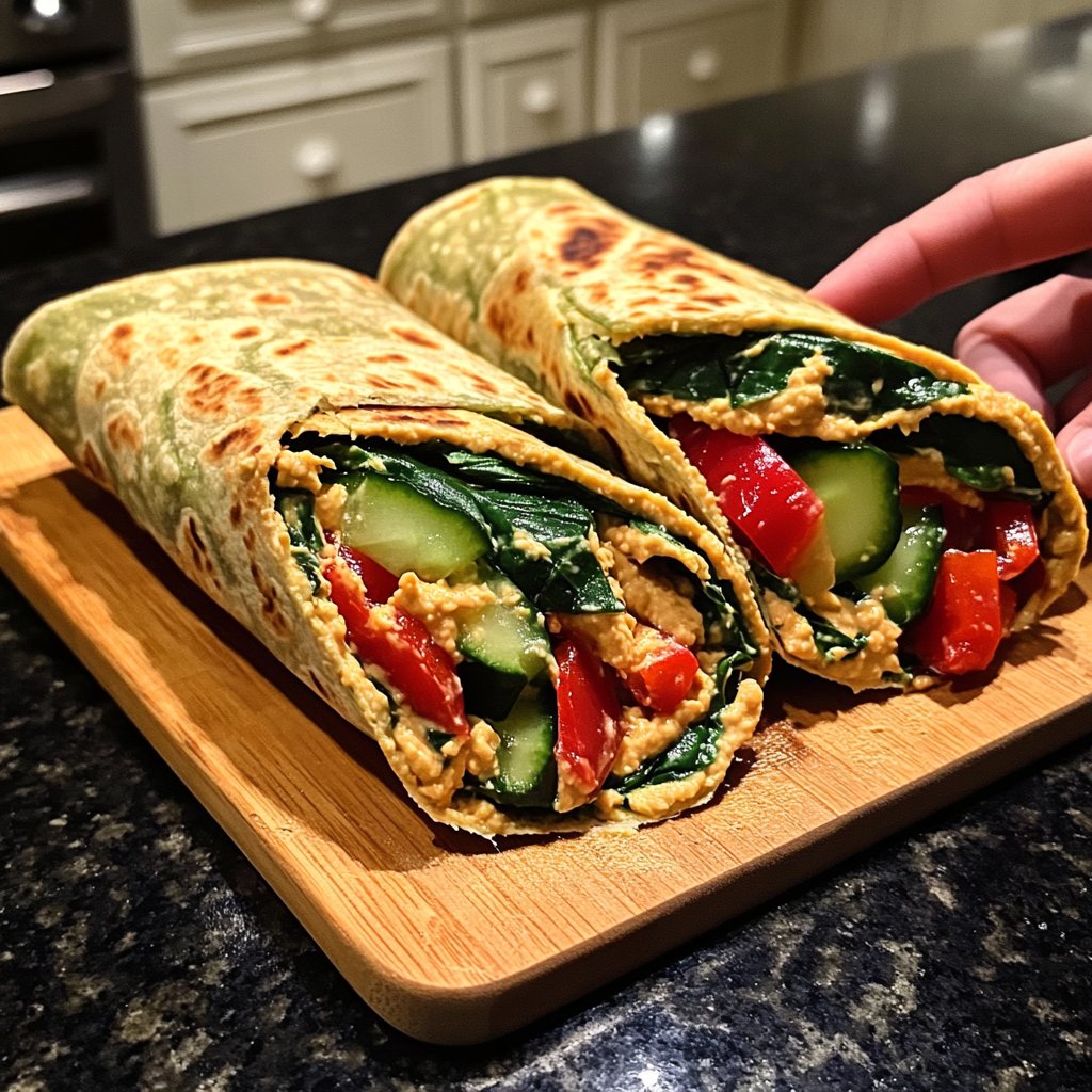 High-Protein Veggie Hummus Wrap Lunch