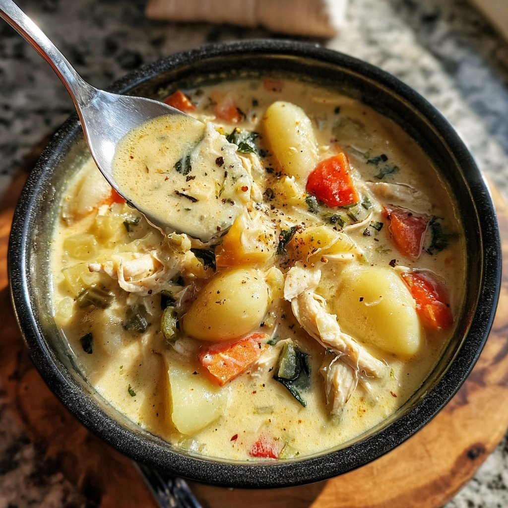 Spicy Crockpot Chicken Gnocchi Soup