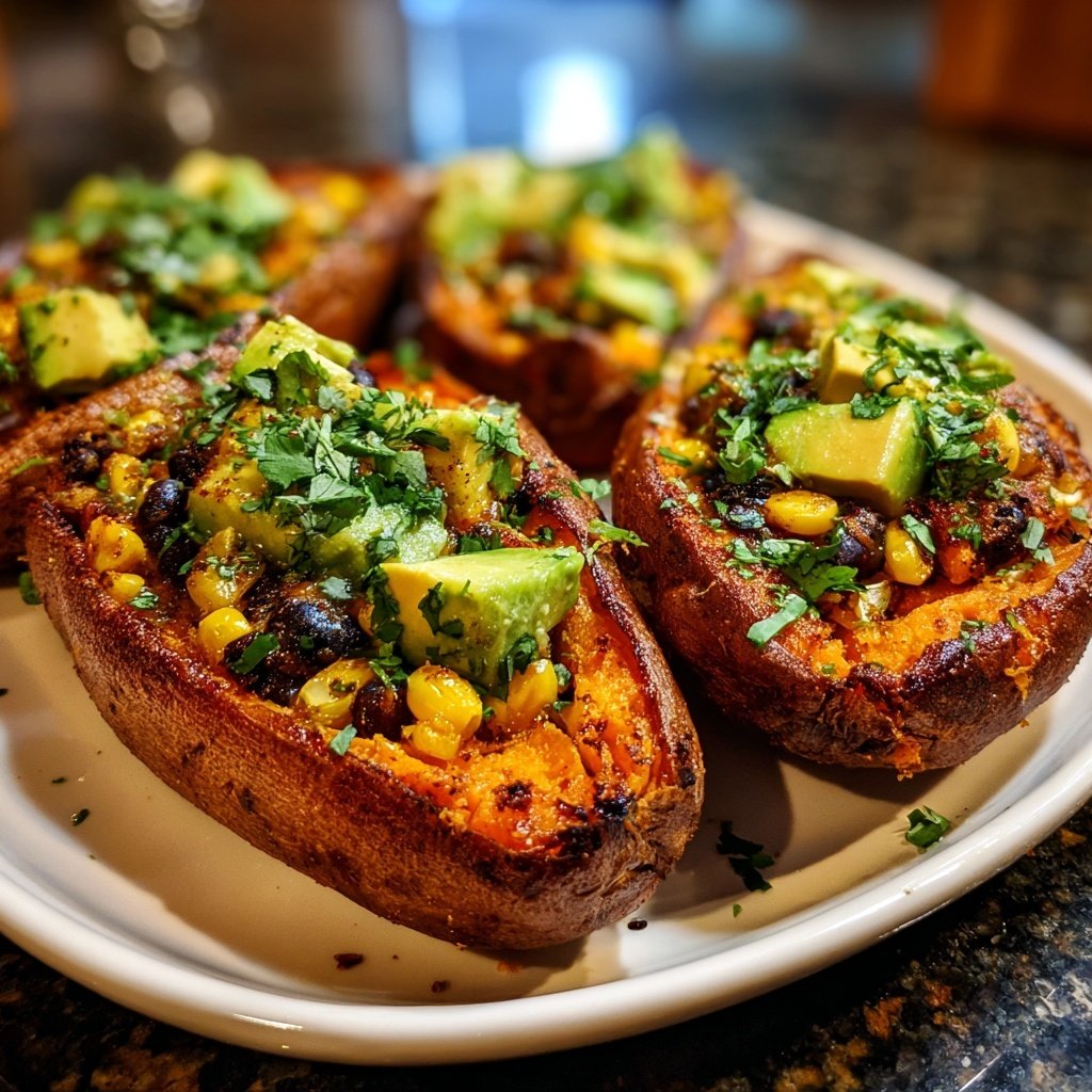 Baked Sweet Potato Veggie Boats