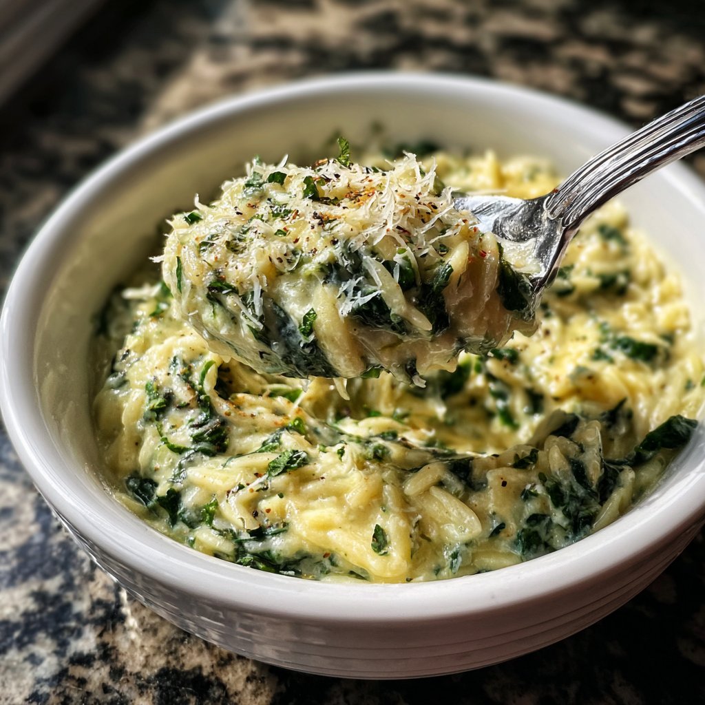 Creamy Spinach Parmesan Orzo