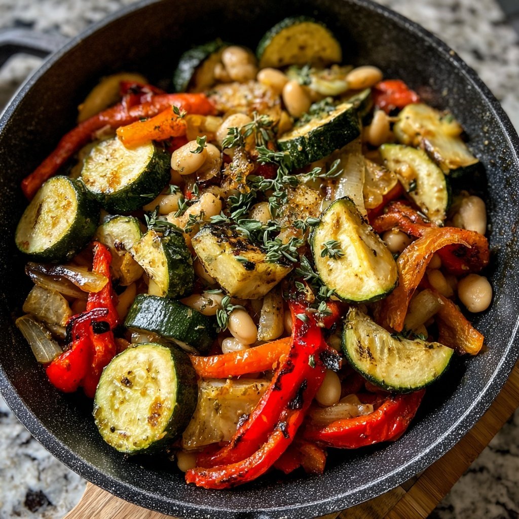 Roasted Veggie White Bean Skillet