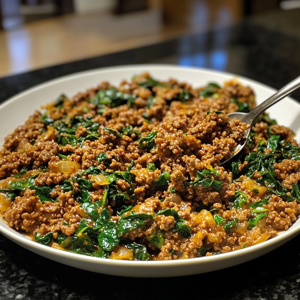 Ground Beef Skillet with Spinach